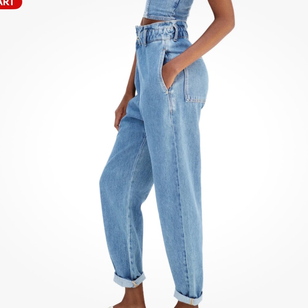 Zara High Waist Paperbag Jeans - Picture 3 of 14